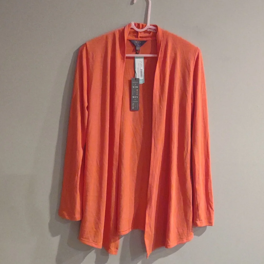 NWT 41 Hawthorne women's‎ medium soft orange open front cardigan